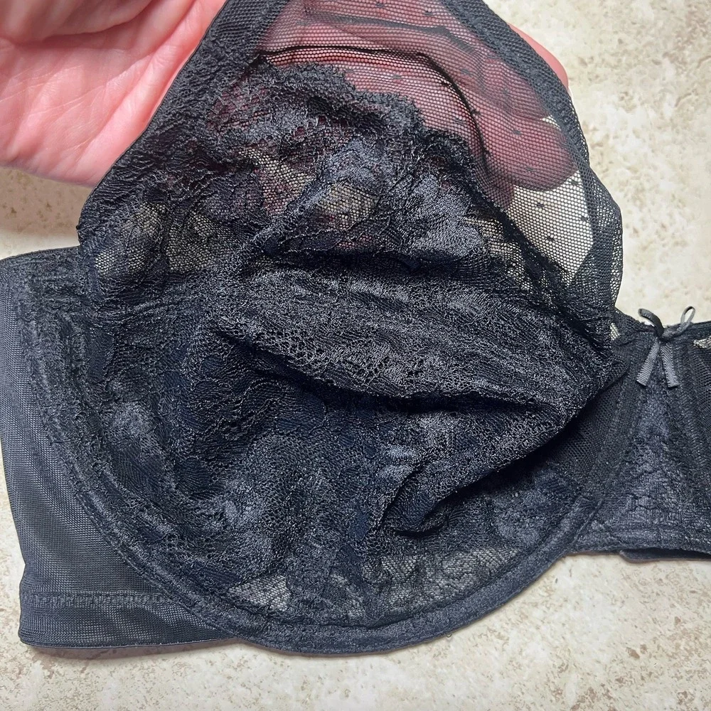 HSIA Elegant Black Lace Unlined Underwire Full Figure Balconette Bra Size 40DD